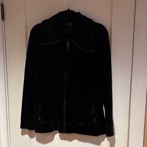 Talbots Full Zipper Black Velour Jacket